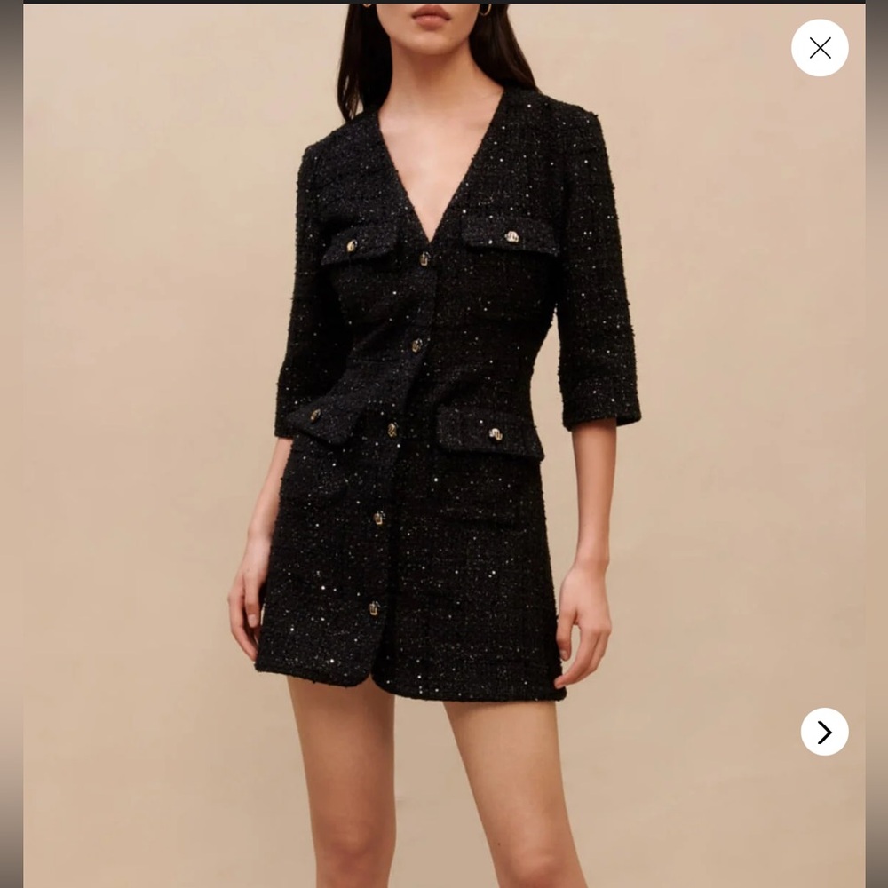 Maje Rollysama Black Tweed Dress